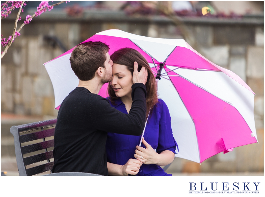 engagement session in the rain in Charlotte nc