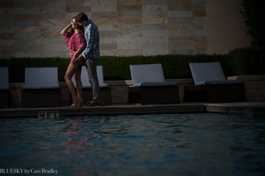 swimming pool engagement photography