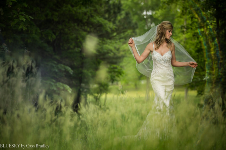 bridal portrait in field