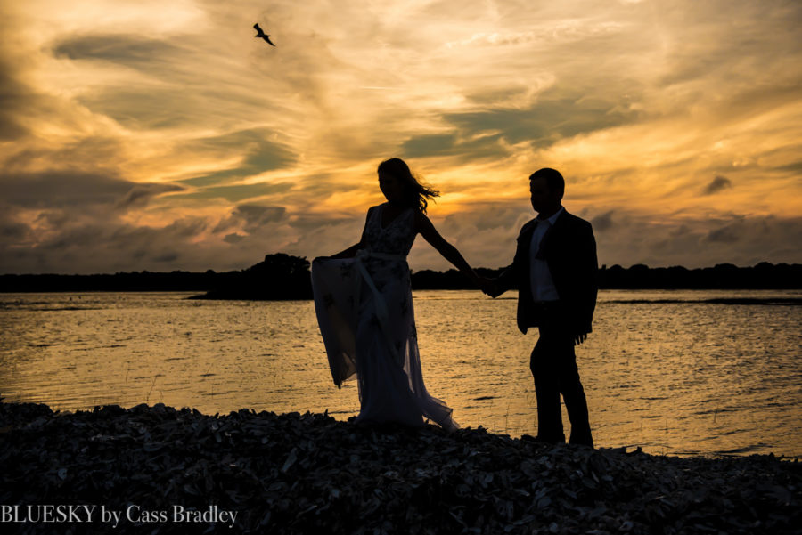sunset charleston intimate wedding bownes island