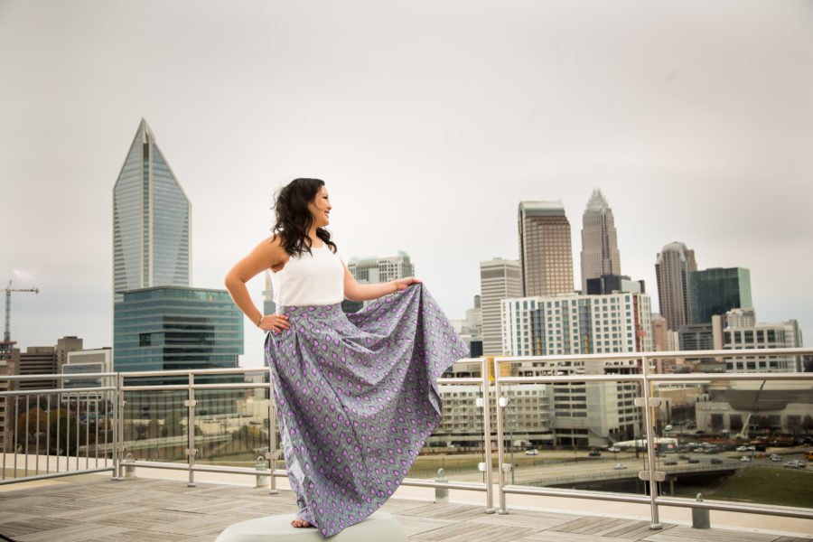 woman rooftop wind charlotte nc empowered portraits