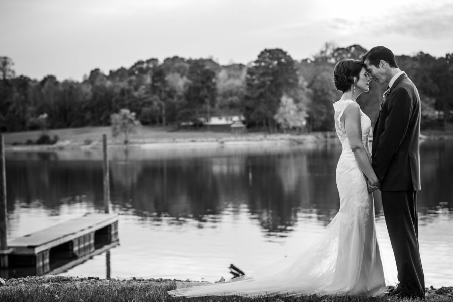bride groom lakeside elopement