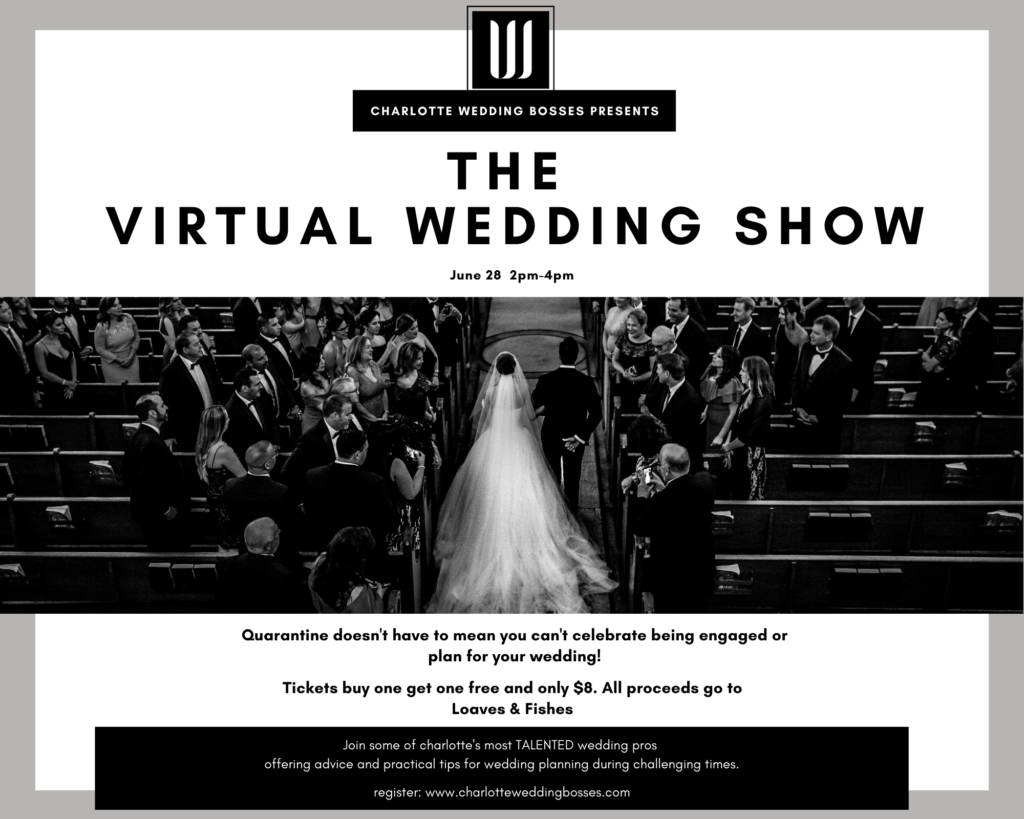 charlotte's first virtual wedding show as seen on Good morning america, WCCB, Fox News, Charlotte 5 and Charlotte Agenda. Charlotte Wedding Bosses - A curated community of 70+ Charlotte wedding professionals helping engaged couples alleviate overwhelm and love their wedding.