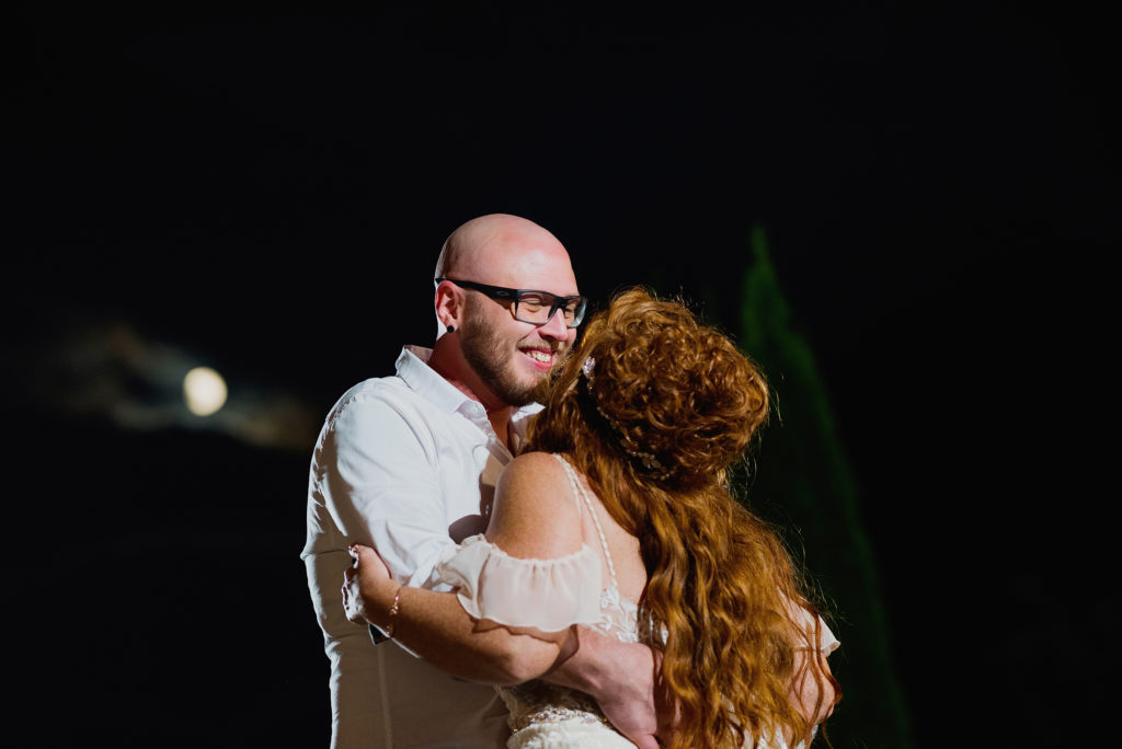 First dance under the stars and moon. Intimate micro wedding in the blue ridge parkway in asheville nc