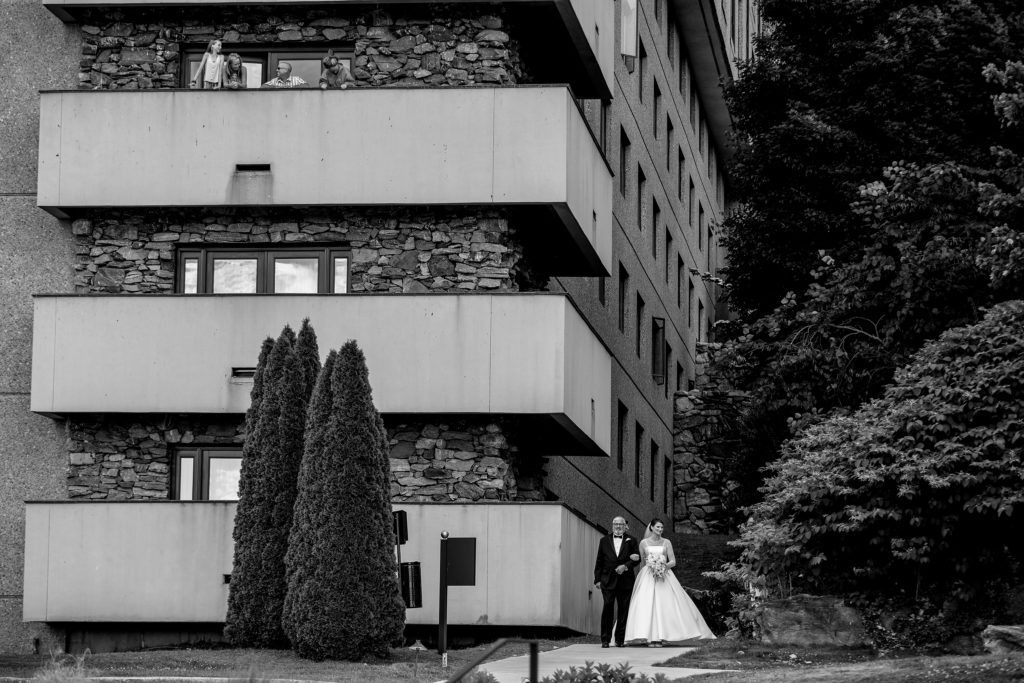 Bride and her dad walking down the isle - Wedding at The Grove Park Inn in Asheville, NC
