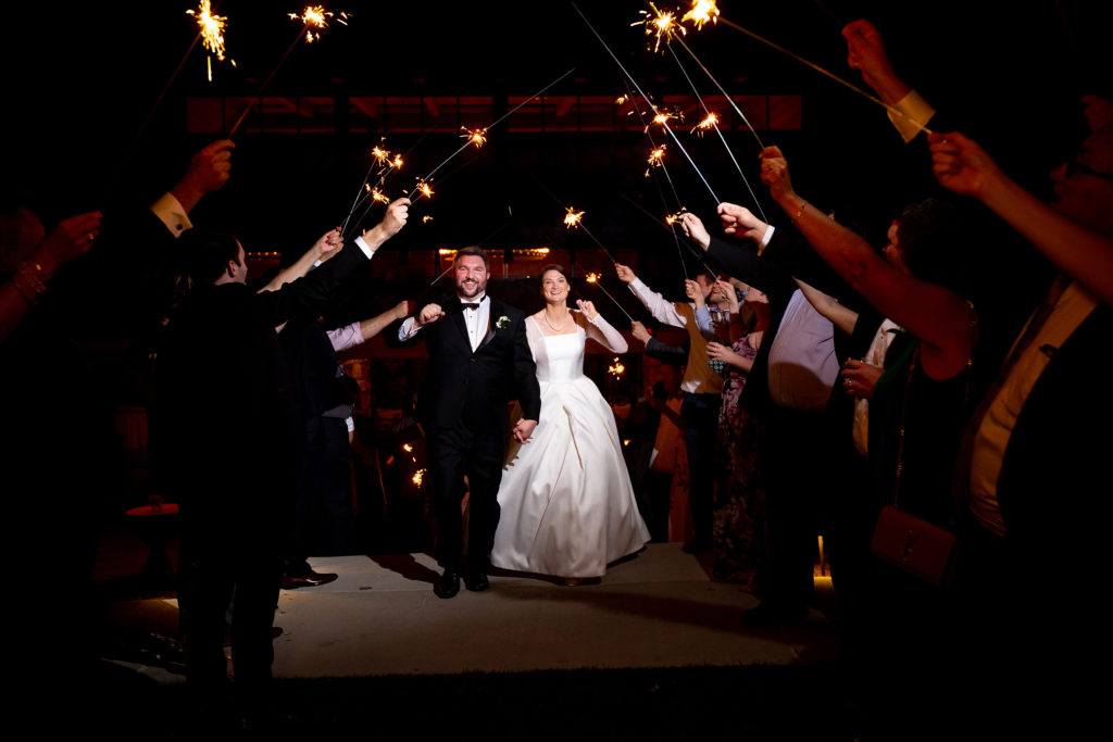 Sparkler exit - Wedding at Seely Pavilion Lawn in The Grove Park Inn in Asheville, NC